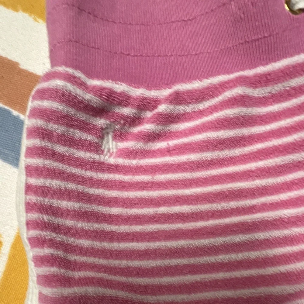 Ralph Lauren Girls Size5 Pink/White Striped Knit Shorts Drawstring Elastic k36.1